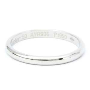 CARTIER 1895 Wedding Ring Platinum Fashion No Stone Band Ring Silver